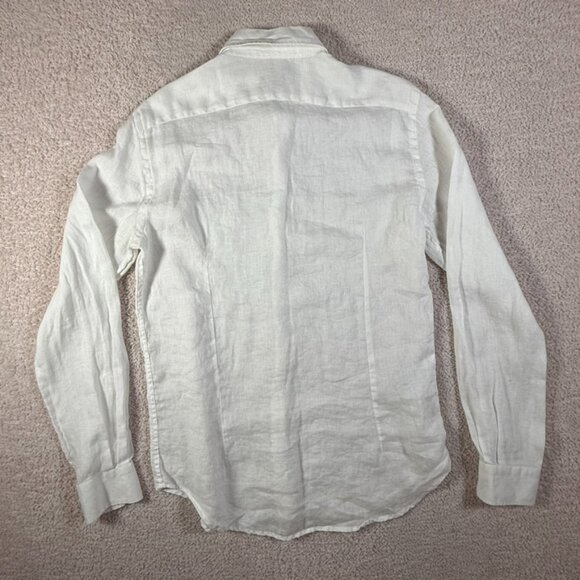 Naracamicie Mens Slim Fit Italian Linen Button Shirt White Office Sz L US Medium - Picture 2 of 10